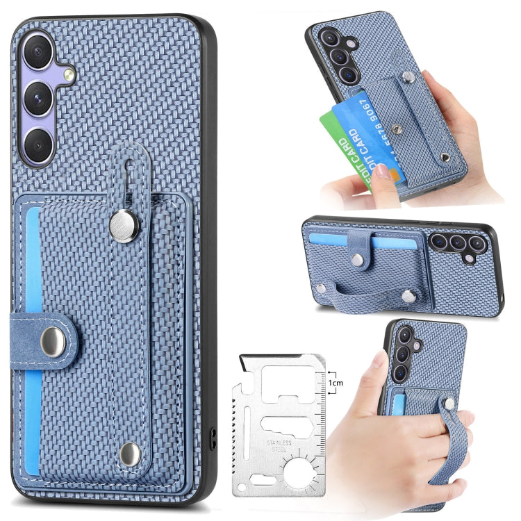 For Samsung Galaxy S25+ 5G Wristband Kickstand Wallet Back Phone Case with Tool Knife(Blue) - Galaxy S25+ 5G Cases by PMC TechLife | Online Shopping South Africa | PMC TechLife | Buy Now Pay Later Mobicred