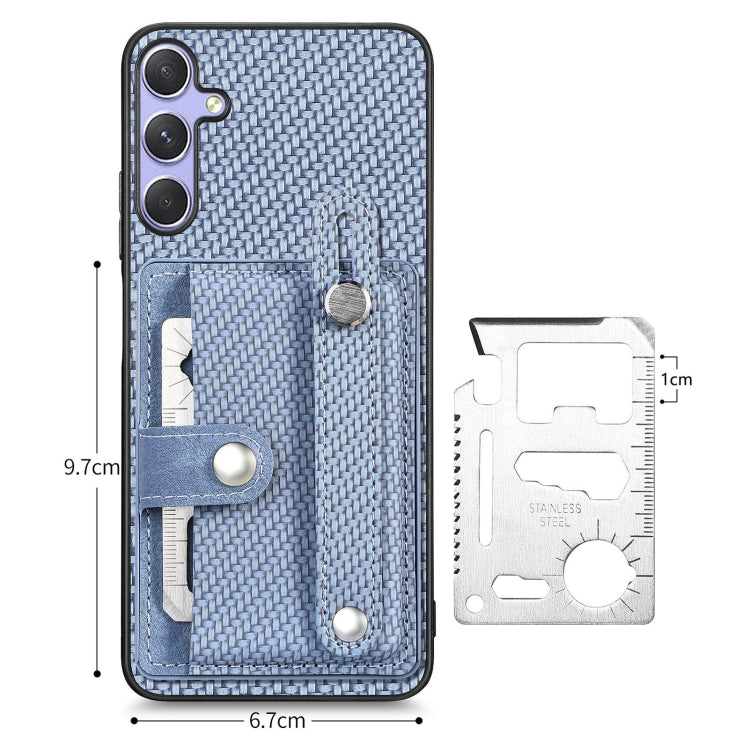 For Samsung Galaxy S25 Ultra 5G Wristband Kickstand Wallet Back Phone Case with Tool Knife(Blue) - Galaxy S25 Ultra 5G Cases by PMC TechLife | Online Shopping South Africa | PMC TechLife | Buy Now Pay Later Mobicred