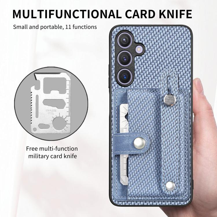 For Samsung Galaxy S25+ 5G Wristband Kickstand Wallet Back Phone Case with Tool Knife(Blue) - Galaxy S25+ 5G Cases by PMC TechLife | Online Shopping South Africa | PMC TechLife | Buy Now Pay Later Mobicred