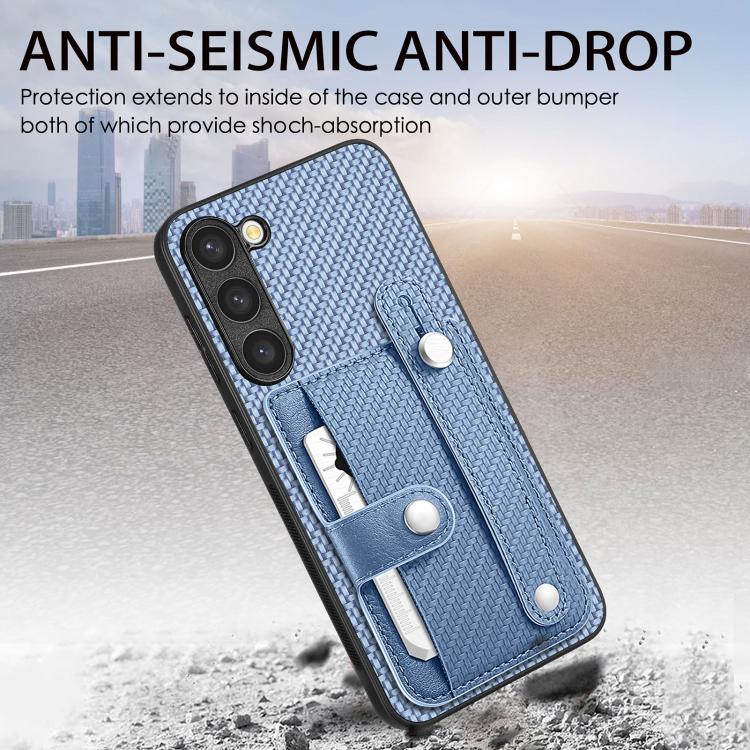 For Samsung Galaxy S25 Ultra 5G Wristband Kickstand Wallet Back Phone Case with Tool Knife(Blue) - Galaxy S25 Ultra 5G Cases by PMC TechLife | Online Shopping South Africa | PMC TechLife | Buy Now Pay Later Mobicred