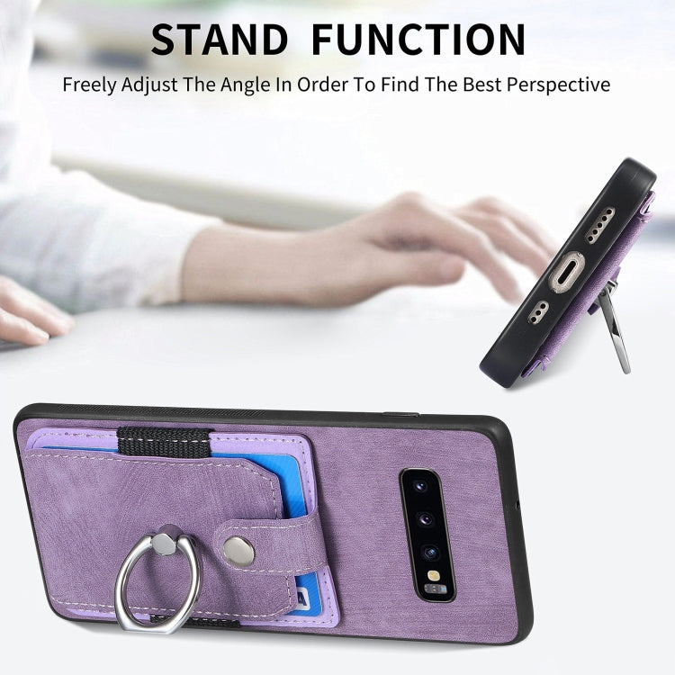 For Samsung Galaxy S25+ 5G Retro Skin-feel Ring Card Wallet Phone Case(Blue) - Galaxy S25+ 5G Cases by PMC Jewellery | Online Shopping South Africa | PMC Jewellery | Buy Now Pay Later Mobicred