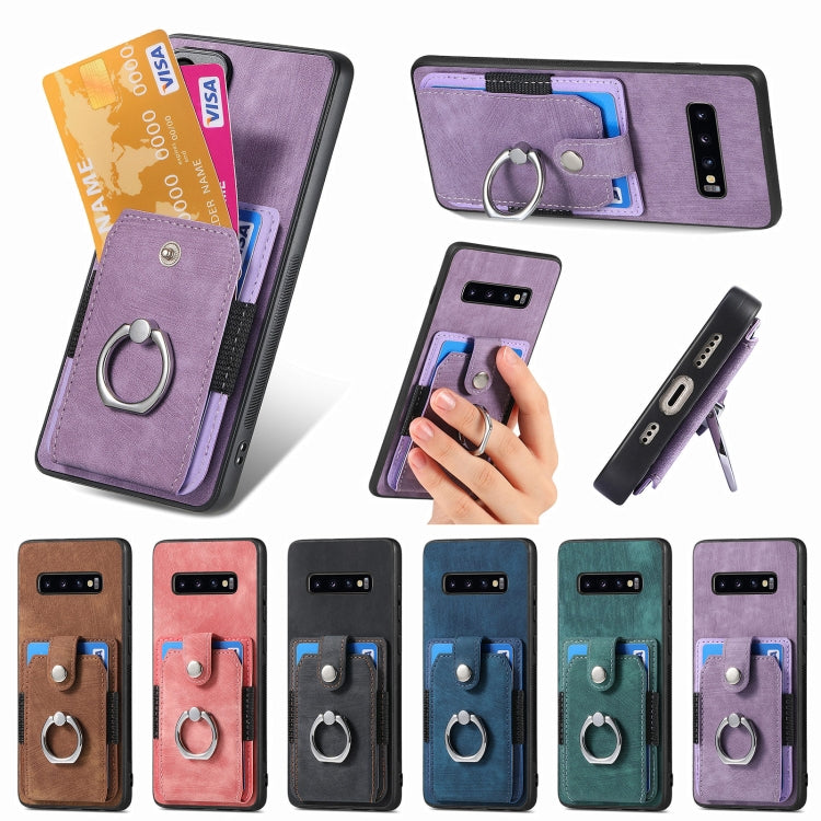 For Samsung Galaxy S25 Ultra 5G Retro Skin-feel Ring Card Wallet Phone Case(Green) - Galaxy S25 Ultra 5G Cases by PMC TechLife | Online Shopping South Africa | PMC TechLife | Buy Now Pay Later Mobicred