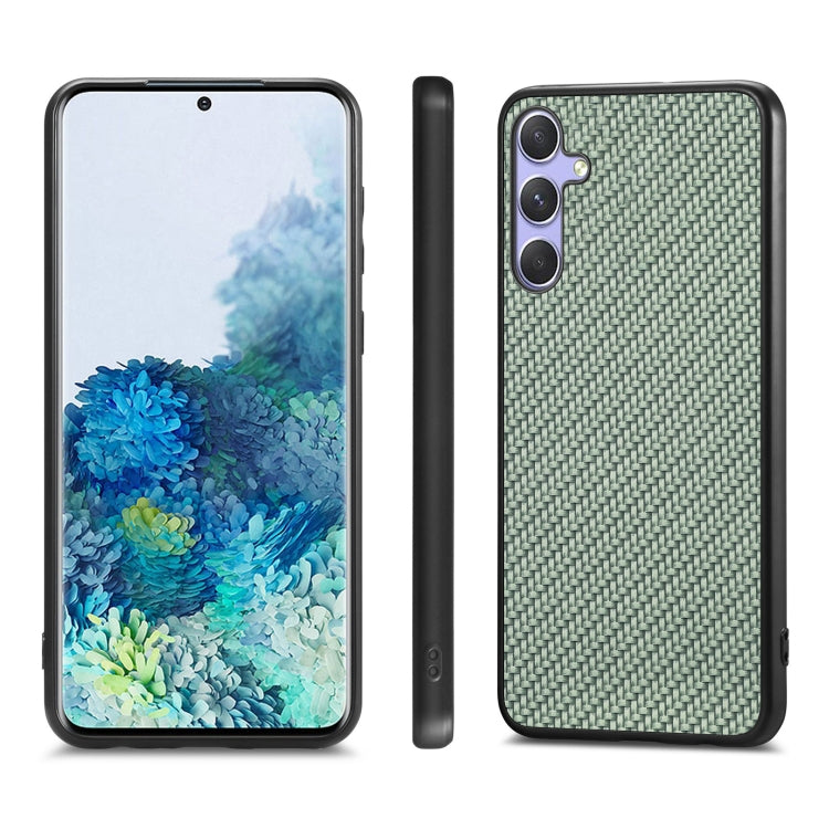 For Samsung Galaxy S25 5G Carbon Fiber Texture Leather Back Cover Phone Case(Green) - Galaxy Phone Cases by PMC Jewellery | Online Shopping South Africa | PMC Jewellery | Buy Now Pay Later Mobicred