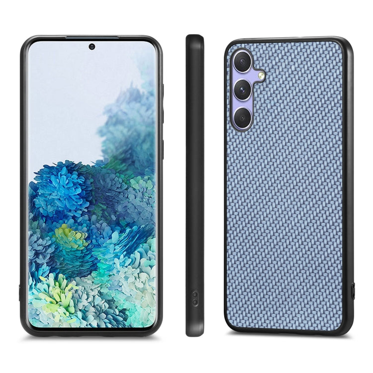 For Samsung Galaxy S25+ 5G Carbon Fiber Texture Leather Back Cover Phone Case(Blue) - Galaxy Phone Cases by PMC Jewellery | Online Shopping South Africa | PMC Jewellery | Buy Now Pay Later Mobicred