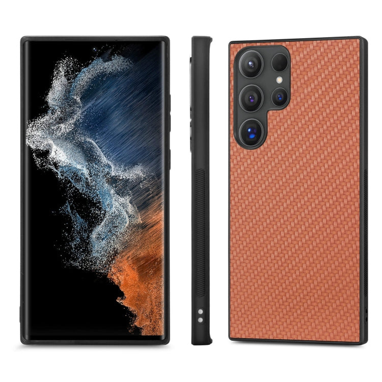 For Samsung Galaxy S25 Ultra 5G Carbon Fiber Texture Leather Back Cover Phone Case(Brown) - Galaxy S25 Ultra 5G Cases by PMC Jewellery | Online Shopping South Africa | PMC Jewellery | Buy Now Pay Later Mobicred