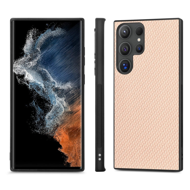 For Samsung Galaxy S25 Ultra 5G Carbon Fiber Texture Leather Back Cover Phone Case(Khaki) - Galaxy S25 Ultra 5G Cases by PMC Jewellery | Online Shopping South Africa | PMC Jewellery | Buy Now Pay Later Mobicred