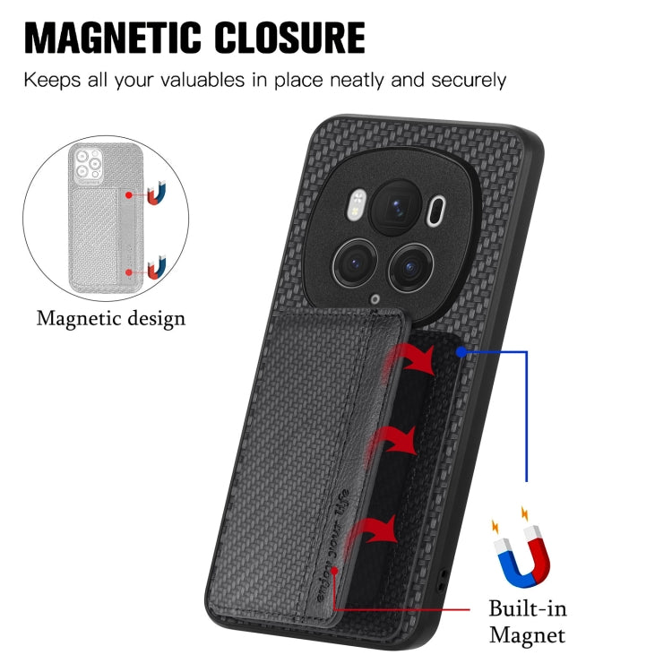 For Honor Magic6 Pro Carbon Fiber Magnetic Card Bag Phone Case(Black) - Honor Cases by PMC Jewellery | Online Shopping South Africa | PMC Jewellery | Buy Now Pay Later Mobicred