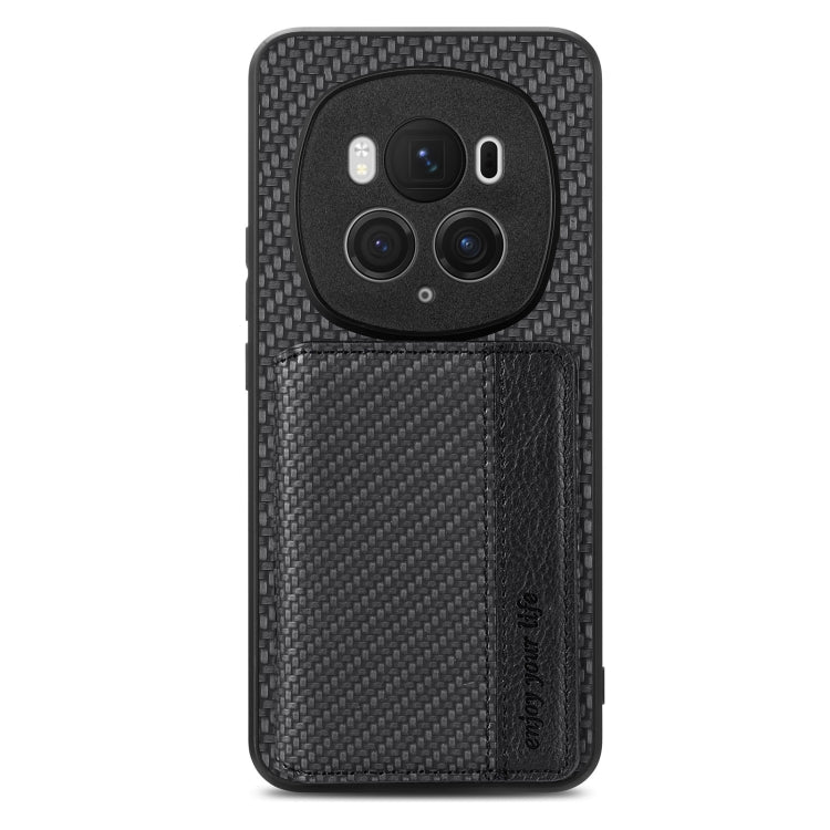 For Honor Magic6 Pro Carbon Fiber Magnetic Card Bag Phone Case(Black) - Honor Cases by PMC Jewellery | Online Shopping South Africa | PMC Jewellery | Buy Now Pay Later Mobicred