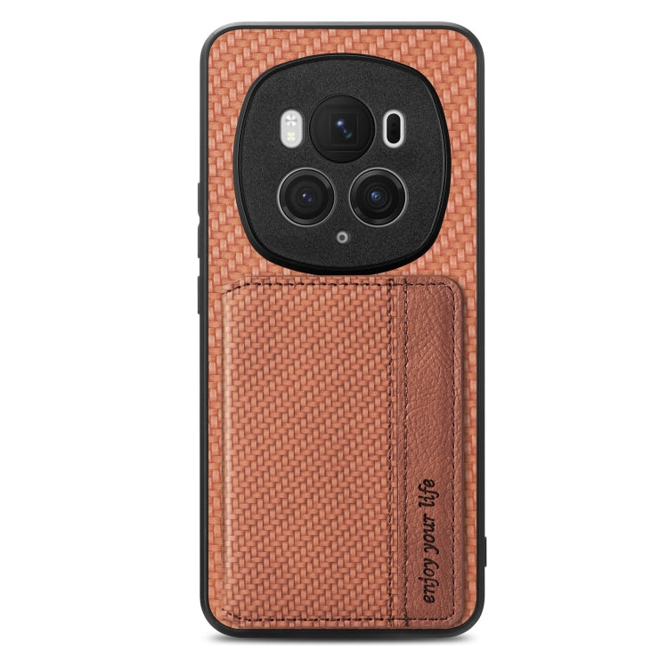 For Honor Magic6 Pro Carbon Fiber Magnetic Card Bag Phone Case(Brown) - free shipping - PMC Jewellery - Order now!
