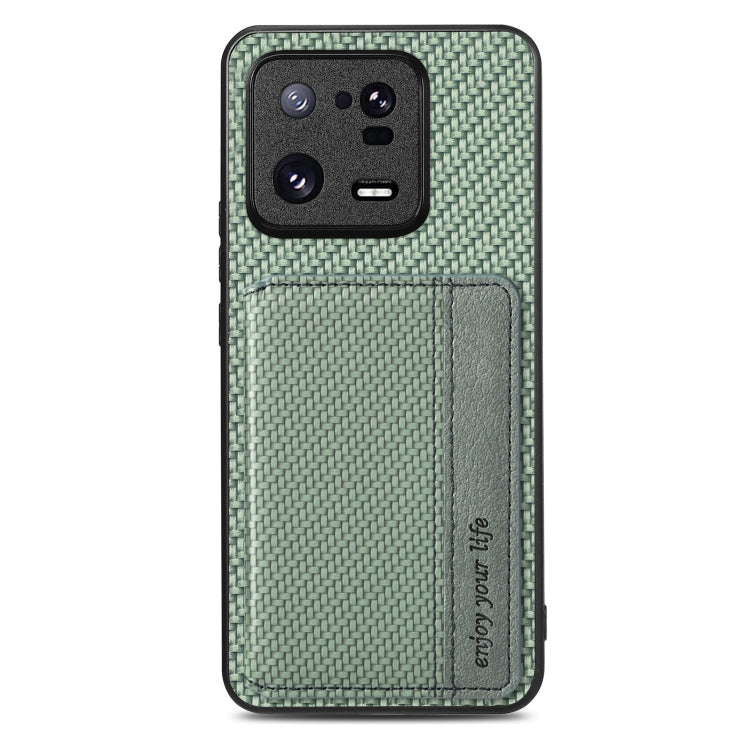 For Xiaomi 13 Pro Carbon Fiber Magnetic Card Bag Phone Case(Green) - Xiaomi Cases by PMC TechLife | Online Shopping South Africa | PMC TechLife | Buy Now Pay Later Mobicred