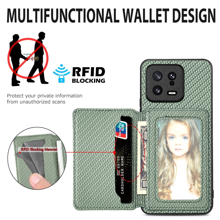 for Redmi Note 13 4G Carbon Fiber Magnetic Card Bag Phone Case(Blue) - Note 13 Cases by PMC TechLife | Online Shopping South Africa | PMC TechLife | Buy Now Pay Later Mobicred