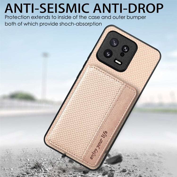 for Redmi Note 13 4G Carbon Fiber Magnetic Card Bag Phone Case(Blue) - Note 13 Cases by PMC TechLife | Online Shopping South Africa | PMC TechLife | Buy Now Pay Later Mobicred