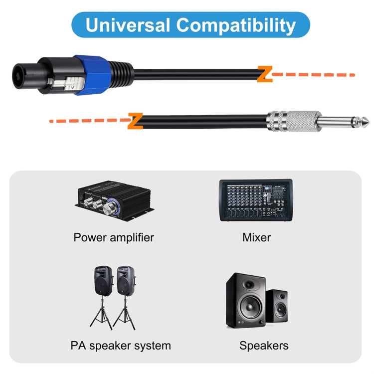 JUNSUNMAY Speakon Male to 6.35mm Male Audio Speaker Adapter Cable with Snap Lock, Length:10FT - free shipping - PMC Jewellery - Order now!