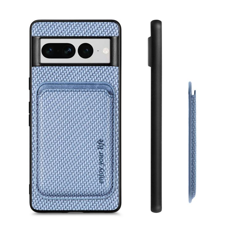 For Google Pixel 7 Pro Carbon Fiber Leather Card Magsafe Phone Case(Blue) - free shipping - PMC TechLife - Order now!