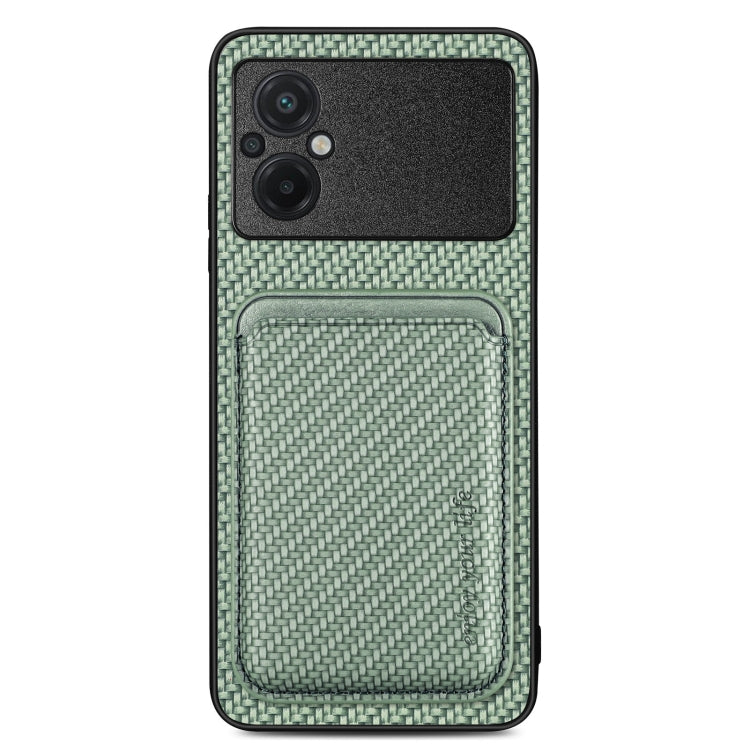 For Xiaomi Poco M5 4G Carbon Fiber Leather Card Magnetic Phone Case(Green) - free shipping - PMC TechLife - Order now!