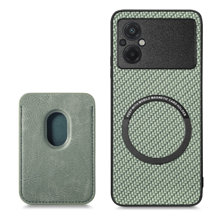 For Xiaomi Poco M5 4G Carbon Fiber Leather Card Magnetic Phone Case(Green) - free shipping - PMC TechLife - Order now!