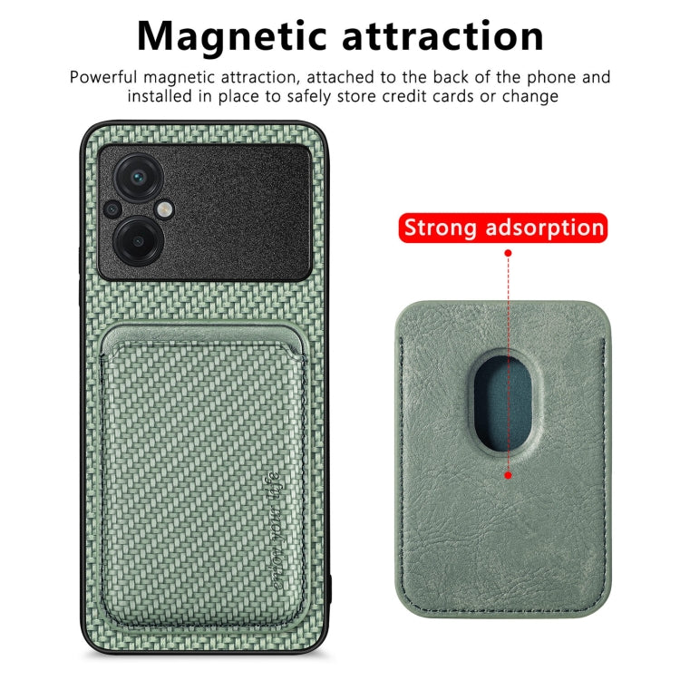 For Xiaomi Poco M5 4G Carbon Fiber Leather Card Magnetic Phone Case(Green) - free shipping - PMC TechLife - Order now!