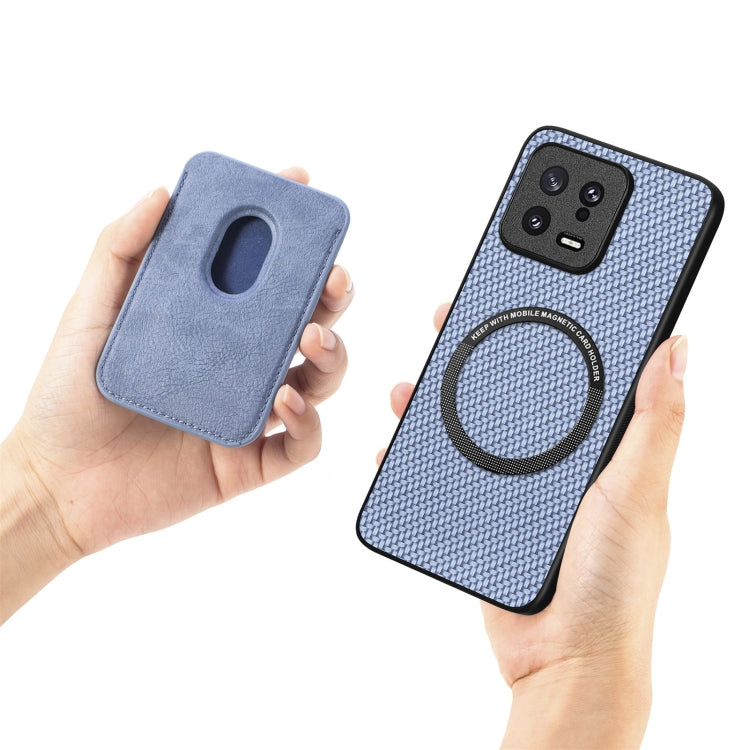 For Xiaomi POCO M5 4G Carbon Fiber Leather Card Magsafe Phone Case(Khaki) - Xiaomi Cases by PMC TechLife | Online Shopping South Africa | PMC TechLife