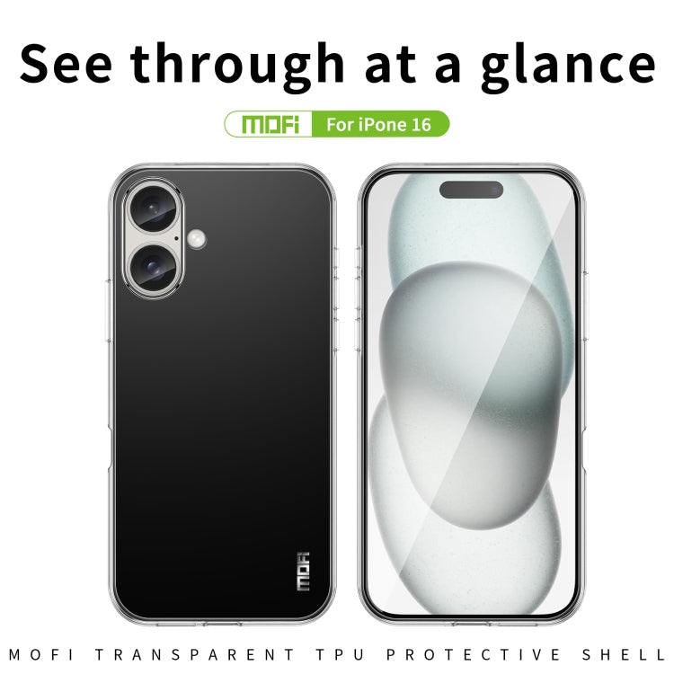 For iPhone 16 MOFI Ming Series Ultra-thin TPU Phone Case(Transparent) - iPhone 16 Cases by MOFI | Online Shopping South Africa | PMC TechLife | Buy Now Pay Later Mobicred