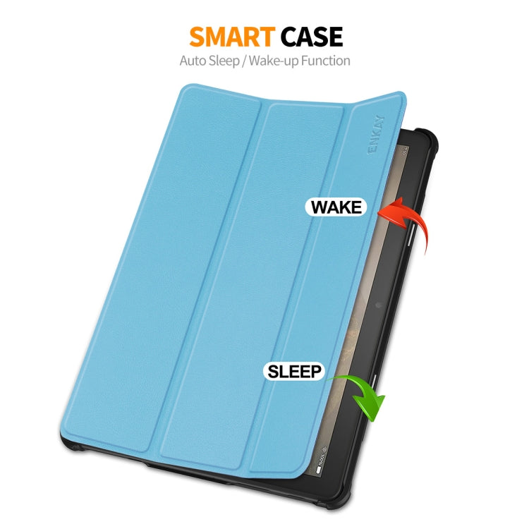 For Amazon Fire HD 10 2023 ENKAY ENKAY Tri-fold Custer Texture Leather Smart Tablet Case(Black) - Amazon by ENKAY | Online Shopping South Africa | PMC TechLife | Buy Now Pay Later Mobicred