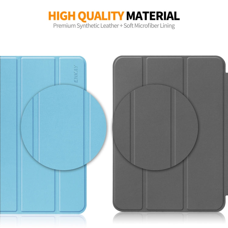 For Amazon Fire HD 10 2023 ENKAY ENKAY Tri-fold Custer Texture Leather Smart Tablet Case(Dark Blue) - Amazon by ENKAY | Online Shopping South Africa | PMC TechLife | Buy Now Pay Later Mobicred