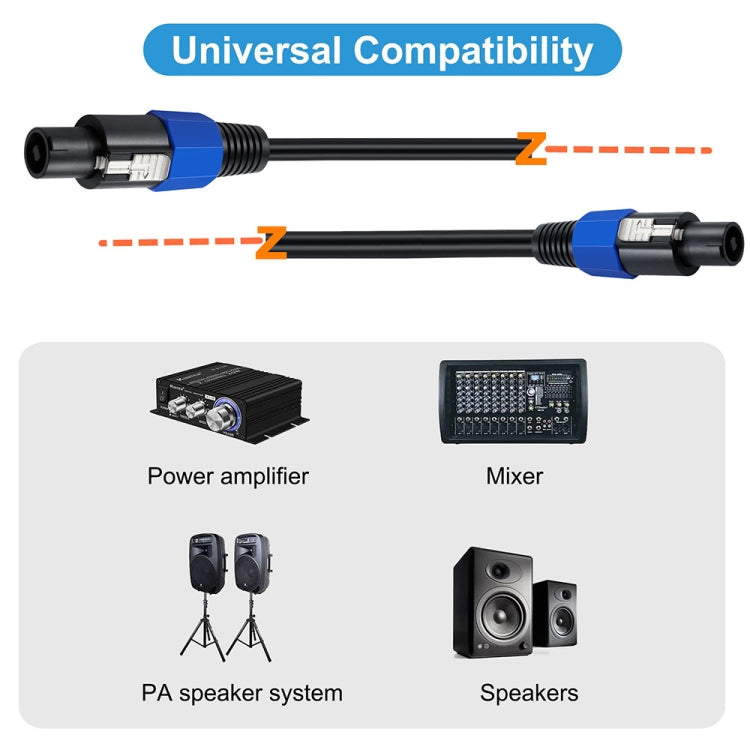 JUNSUNMAY Speakon Male to Speakon Male Audio Speaker Adapter Cable with Snap Lock, Length:50FT - free shipping - PMC Jewellery - Order now!