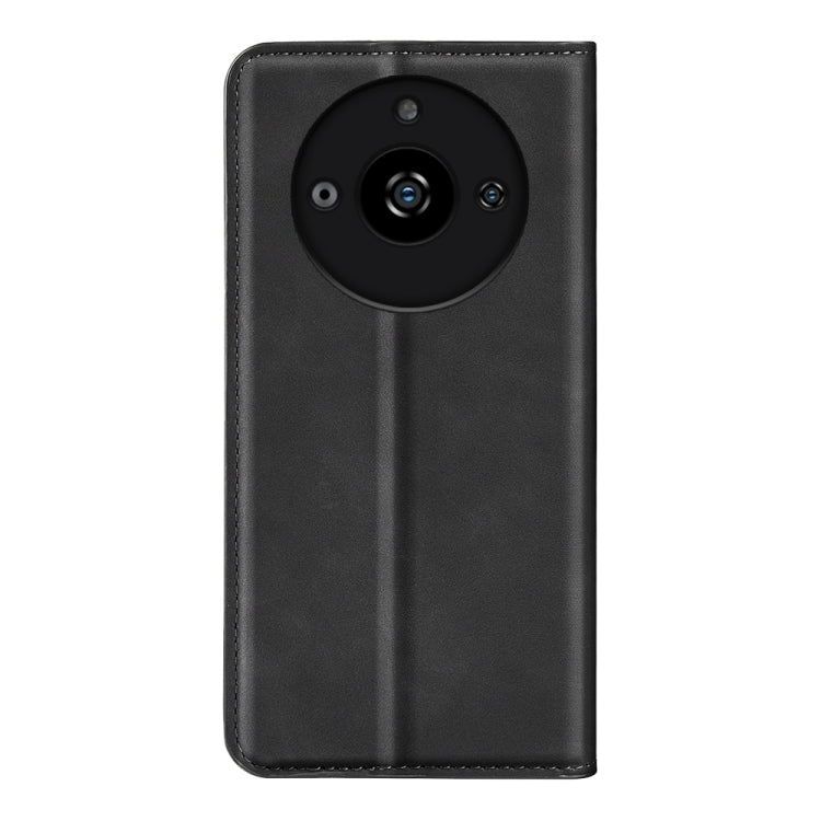 For Realme 11 Retro-skin Magnetic Suction Leather Phone Case(Black) - Realme Cases by PMC TechLife | Online Shopping South Africa | PMC TechLife | Buy Now Pay Later Mobicred