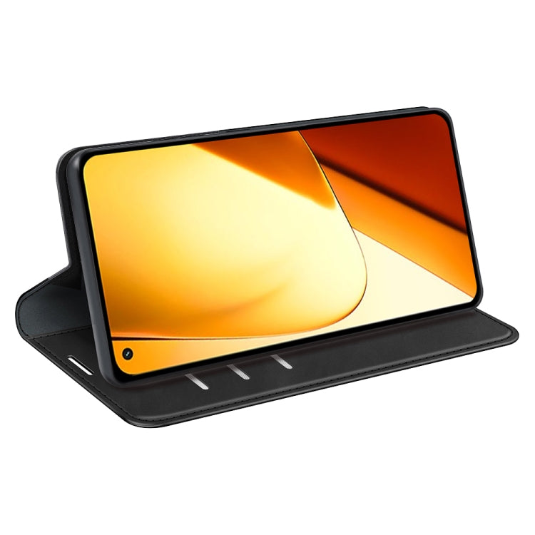 For Realme 11 Retro-skin Magnetic Suction Leather Phone Case(Black) - Realme Cases by PMC TechLife | Online Shopping South Africa | PMC TechLife | Buy Now Pay Later Mobicred