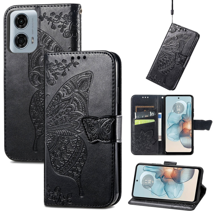 For Motorola Moto G24 Power Butterfly Love Flower Embossed Leather Phone Case(Black) - free shipping - PMC TechLife - Order now!