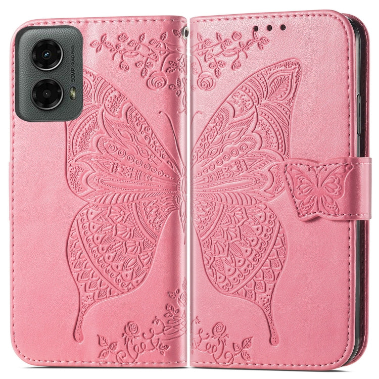 For Motorola Moto G 5G 2024 Butterfly Love Flower Embossed Leather Phone Case(Pink) - Motorola Cases by PMC Jewellery | Online Shopping South Africa | PMC Jewellery | Buy Now Pay Later Mobicred
