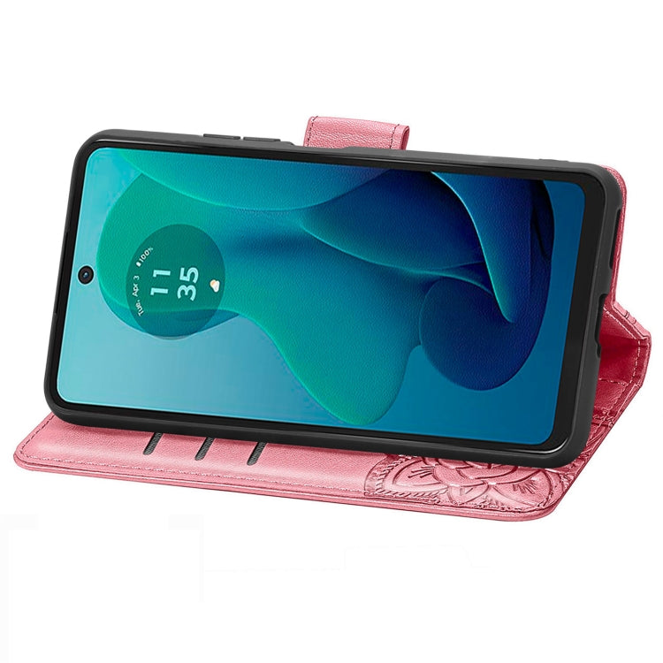 For Motorola Moto G 5G 2024 Butterfly Love Flower Embossed Leather Phone Case(Pink) - Motorola Cases by PMC Jewellery | Online Shopping South Africa | PMC Jewellery | Buy Now Pay Later Mobicred