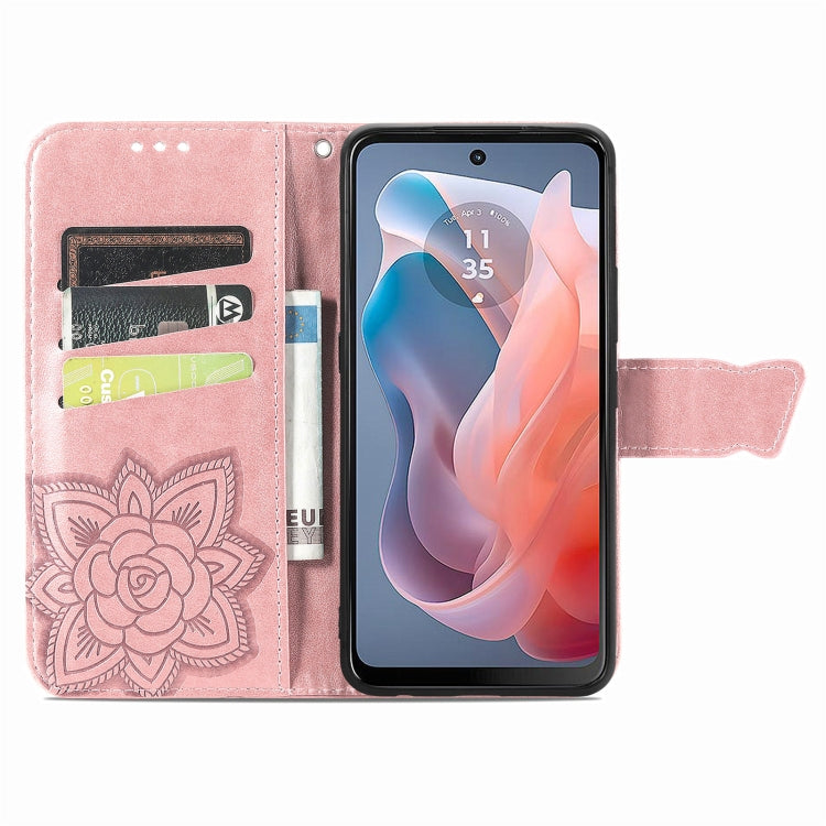 For Motorola Moto G  Play  2024 Butterfly Love Flower Embossed Leather Phone Case(Rose Pink) - free shipping - PMC Jewellery - Order now!