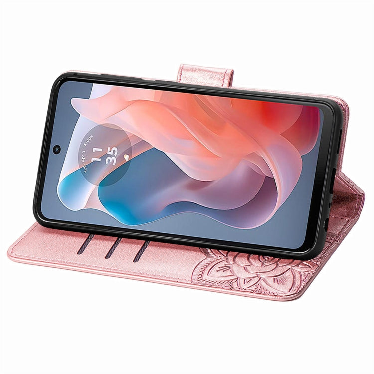 For Motorola Moto G  Play  2024 Butterfly Love Flower Embossed Leather Phone Case(Rose Pink) - free shipping - PMC Jewellery - Order now!