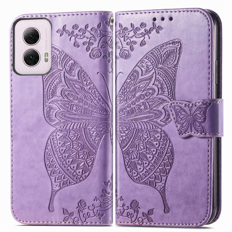 For Motorola Moto G Power 2024 Butterfly Love Flower Embossed Leather Phone Case(Light Purple) - free shipping - PMC Jewellery - Order now!