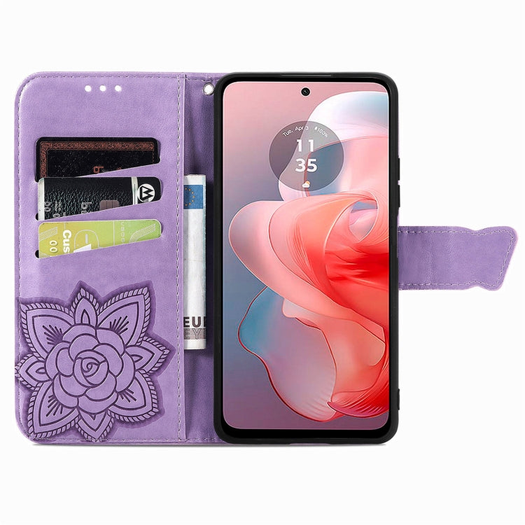 For Motorola Moto G Power 2024 Butterfly Love Flower Embossed Leather Phone Case(Light Purple) - free shipping - PMC Jewellery - Order now!