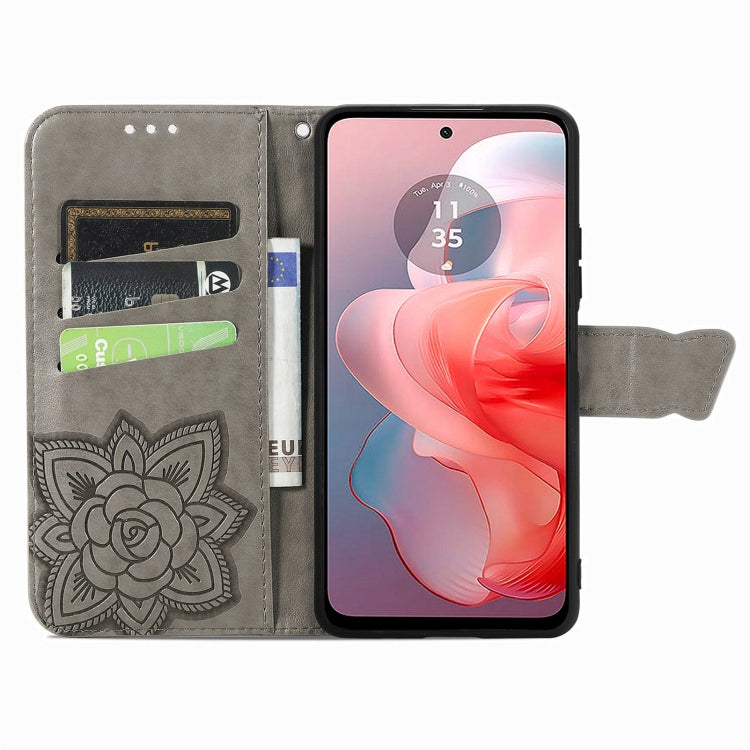 For Motorola Moto G Power 2024 Butterfly Love Flower Embossed Leather Phone Case(Gray) - Motorola Cases by PMC Jewellery | Online Shopping South Africa | PMC Jewellery | Buy Now Pay Later Mobicred