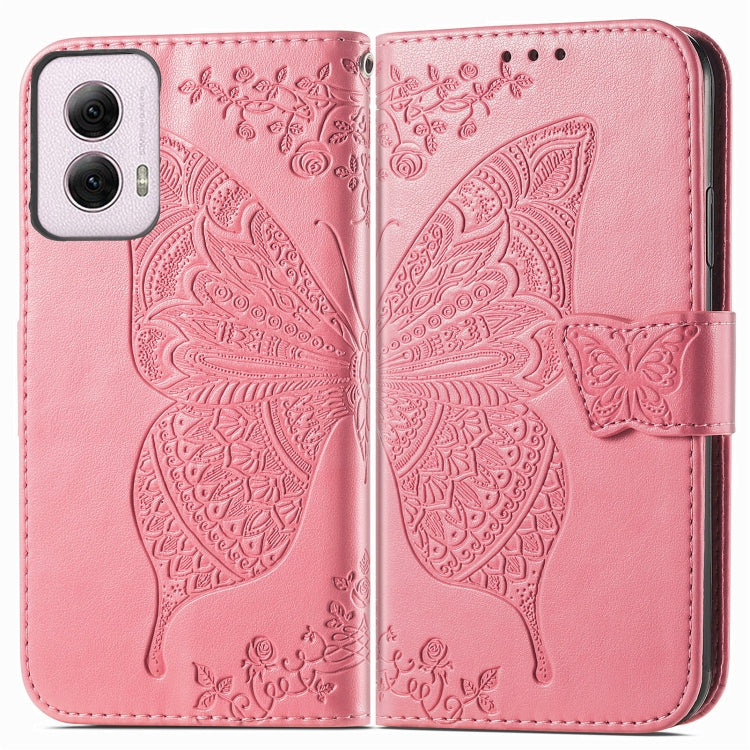 For Motorola Moto G Power 2024 Butterfly Love Flower Embossed Leather Phone Case(Pink) - Motorola Cases by PMC Jewellery | Online Shopping South Africa | PMC Jewellery | Buy Now Pay Later Mobicred