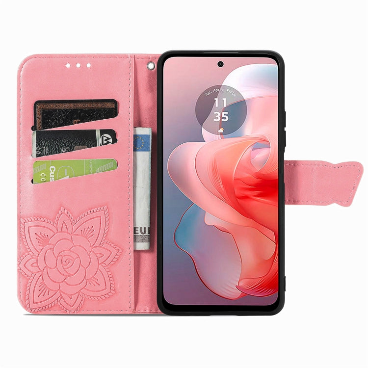 For Motorola Moto G Power 2024 Butterfly Love Flower Embossed Leather Phone Case(Pink) - Motorola Cases by PMC Jewellery | Online Shopping South Africa | PMC Jewellery | Buy Now Pay Later Mobicred