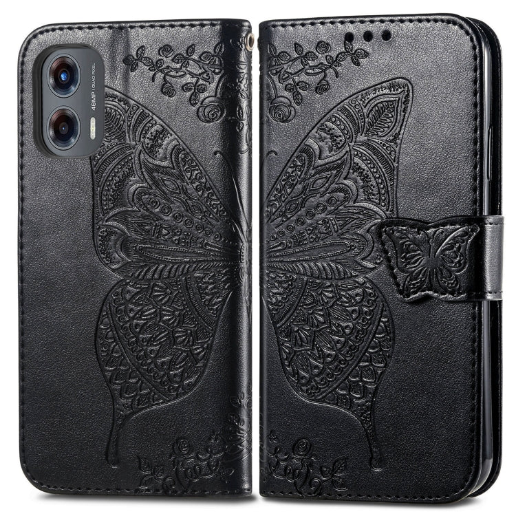 For Motorola Moto G Stylus 5G 2024 Butterfly Love Flower Embossed Leather Phone Case(Black) - Motorola Cases by PMC Jewellery | Online Shopping South Africa | PMC Jewellery | Buy Now Pay Later Mobicred