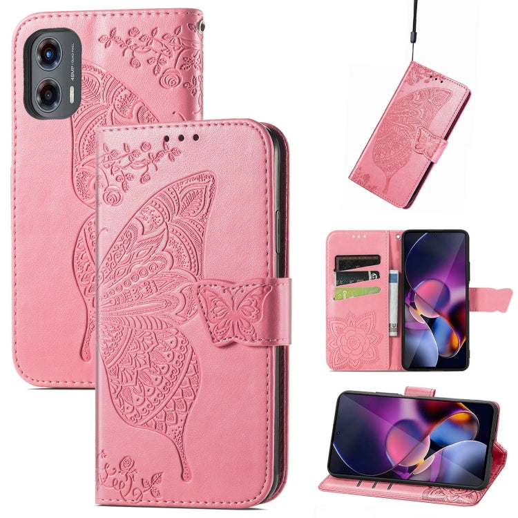 For Motorola Moto G Stylus 5G 2024 Butterfly Love Flower Embossed Leather Phone Case(Pink) - Motorola Cases by PMC Jewellery | Online Shopping South Africa | PMC Jewellery | Buy Now Pay Later Mobicred