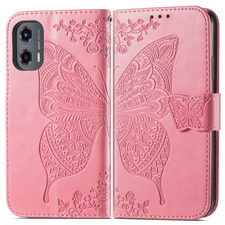 For Motorola Moto G Stylus 5G 2024 Butterfly Love Flower Embossed Leather Phone Case(Pink) - Motorola Cases by PMC Jewellery | Online Shopping South Africa | PMC Jewellery | Buy Now Pay Later Mobicred