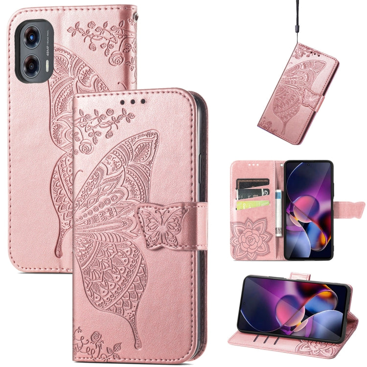 For Motorola Moto G Stylus 5G 2024 Butterfly Love Flower Embossed Leather Phone Case(Rose Pink) - Motorola Cases by PMC Jewellery | Online Shopping South Africa | PMC Jewellery | Buy Now Pay Later Mobicred