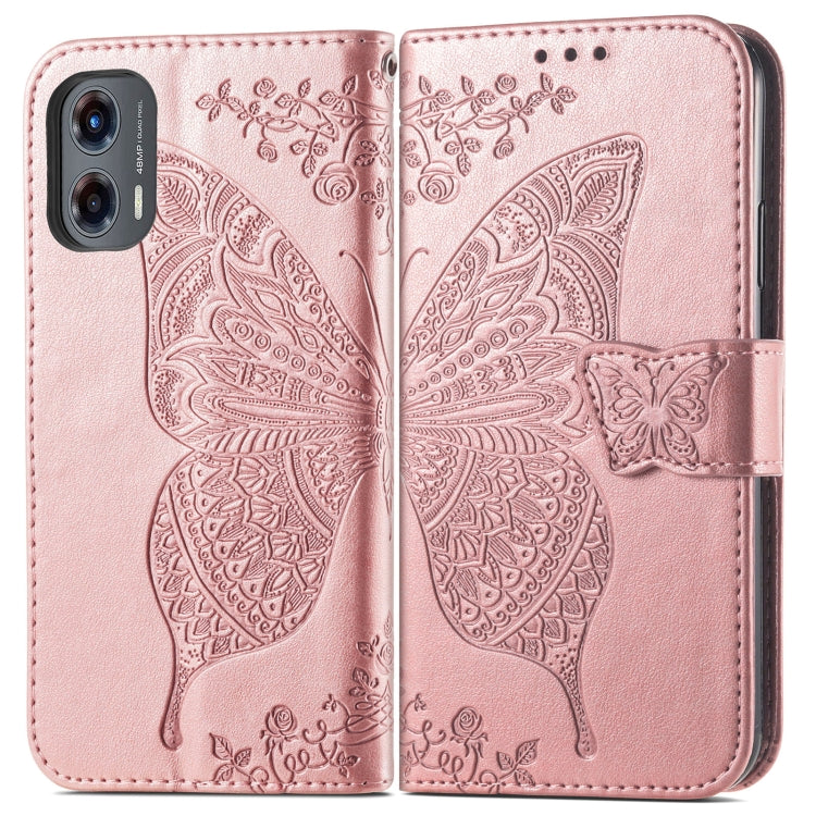 For Motorola Moto G Stylus 5G 2024 Butterfly Love Flower Embossed Leather Phone Case(Rose Pink) - Motorola Cases by PMC Jewellery | Online Shopping South Africa | PMC Jewellery | Buy Now Pay Later Mobicred