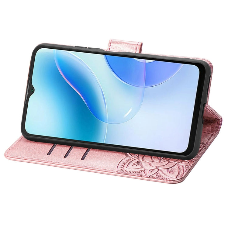 For Blackview A53 Butterfly Love Flower Embossed Leather Phone Case(Rose Gold) - More Brand by PMC TechLife | Online Shopping South Africa | PMC TechLife