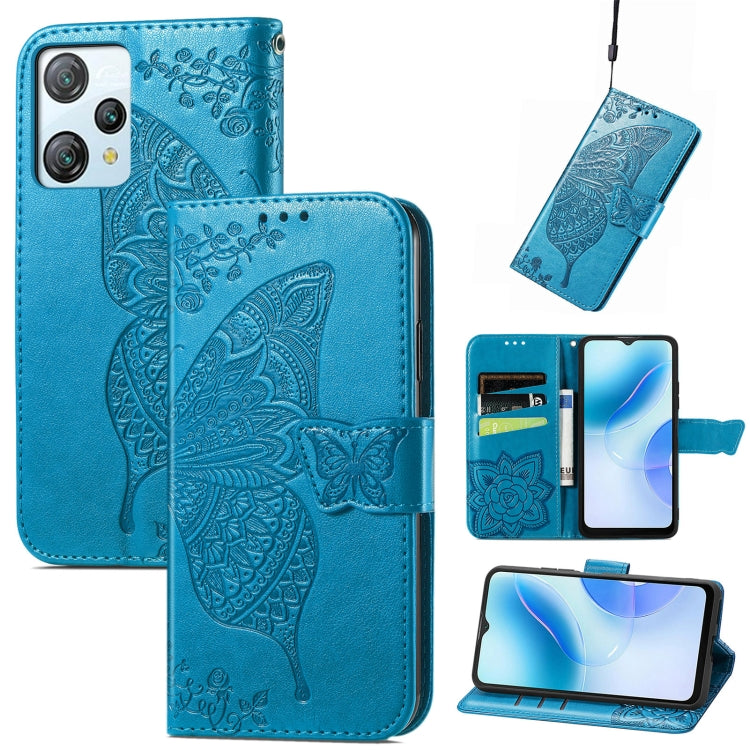 For Blackview A53 Butterfly Love Flower Embossed Leather Phone Case(Blue) - More Brand by PMC TechLife | Online Shopping South Africa | PMC TechLife | Buy Now Pay Later Mobicred