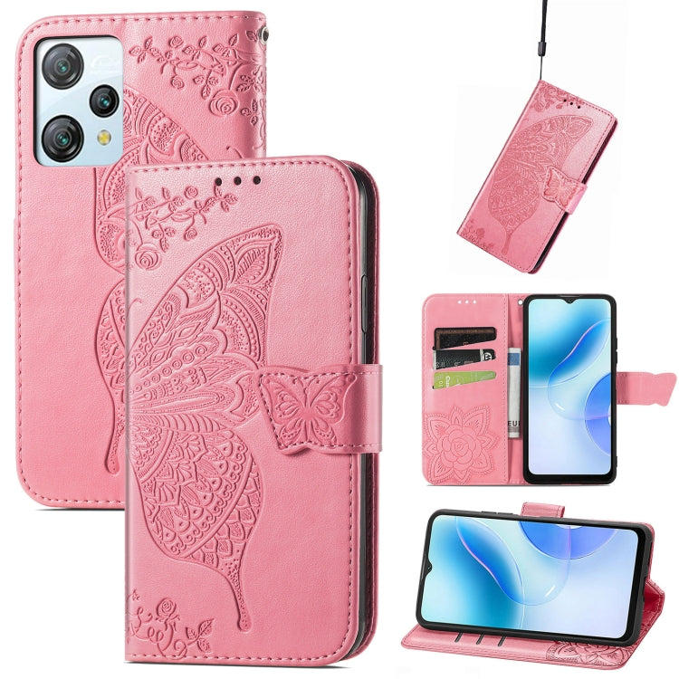 For Blackview A53 Butterfly Love Flower Embossed Leather Phone Case(Pink) - free shipping - PMC TechLife - Order now!