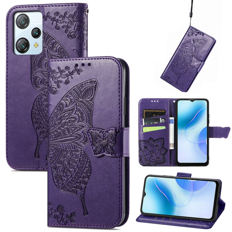 For Blackview A53 Butterfly Love Flower Embossed Leather Phone Case(Purple) - More Brand by PMC TechLife | Online Shopping South Africa | PMC TechLife | Buy Now Pay Later Mobicred