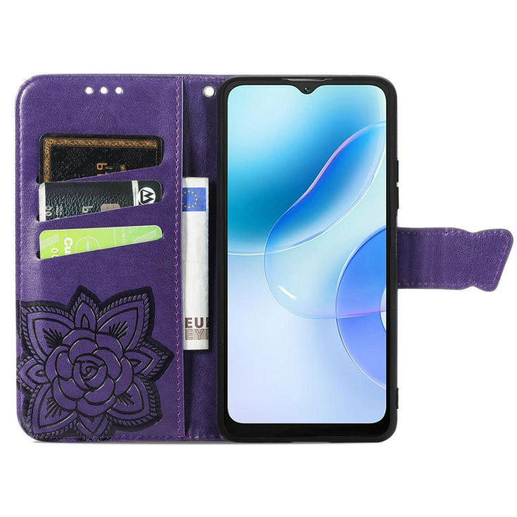 For Blackview A53 Butterfly Love Flower Embossed Leather Phone Case(Purple) - More Brand by PMC TechLife | Online Shopping South Africa | PMC TechLife | Buy Now Pay Later Mobicred