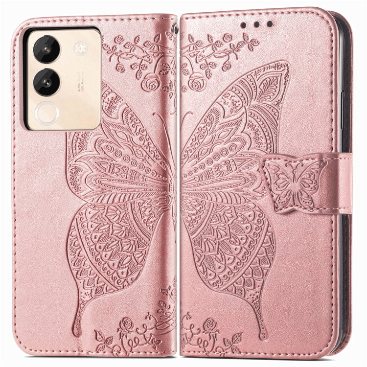 For vivo X100 Pro Butterfly Love Flower Embossed Leather Phone Case(Rose Gold) - vivo Cases by imak | Online Shopping South Africa | PMC Jewellery | Buy Now Pay Later Mobicred