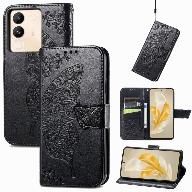 For vivo X100 Pro Butterfly Love Flower Embossed Leather Phone Case(Black) - vivo Cases by imak | Online Shopping South Africa | PMC Jewellery | Buy Now Pay Later Mobicred